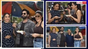 ‘Pati Patni Aur Woh Do’ cast shows foodie style at Pani Puri stall, Ayushmann-Sara seen licking it